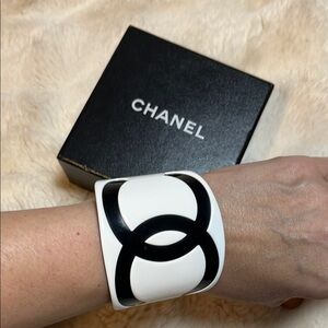 Chanel Black and White Cuff Bracelet
